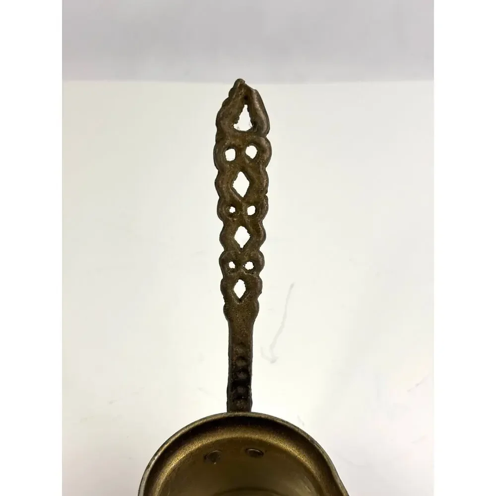 Vintage Turkish Hand Painted Copper Coffee Pot Kettle Decor Cezve Wooden Handle‎